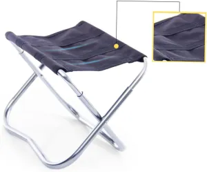 Outdoor Collapsible Stool Lightweight Folding Camping Chair for Adults for Painting Fishing Travel BBQ Beach Compact Black Silver
