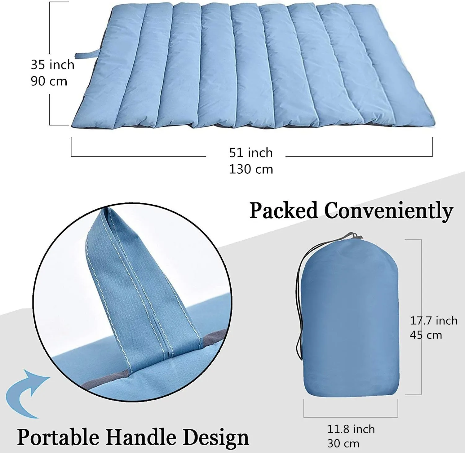 Outdoor Dog Bed, Waterproof, Washable, Large Size, Durable, Water Resistant, Portable and Camping Travel Pet Mat 51X35