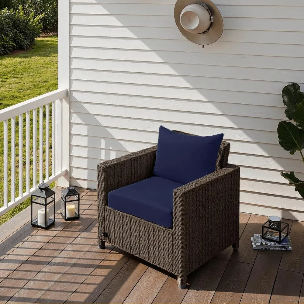 Outdoor Seat Cushion Set 22 x 22 x 4 Inch, Waterproof & Fade Resistant Patio Furniture Cushions with Removable Cover and Ties, Thick Deep Seating Pads for Outside Chair Sofa Couch, Dark Blue