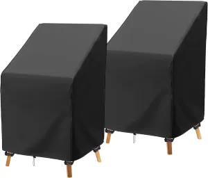Outdoor Stackable Chair Covers 100% Waterproof High Back Patio Chair Cover Heavy Duty Stack Outdoor Chair Covers Fits for 4-6 Stackable Dining Chairs, 35" W x 35" D x 47" H - 2 Pack