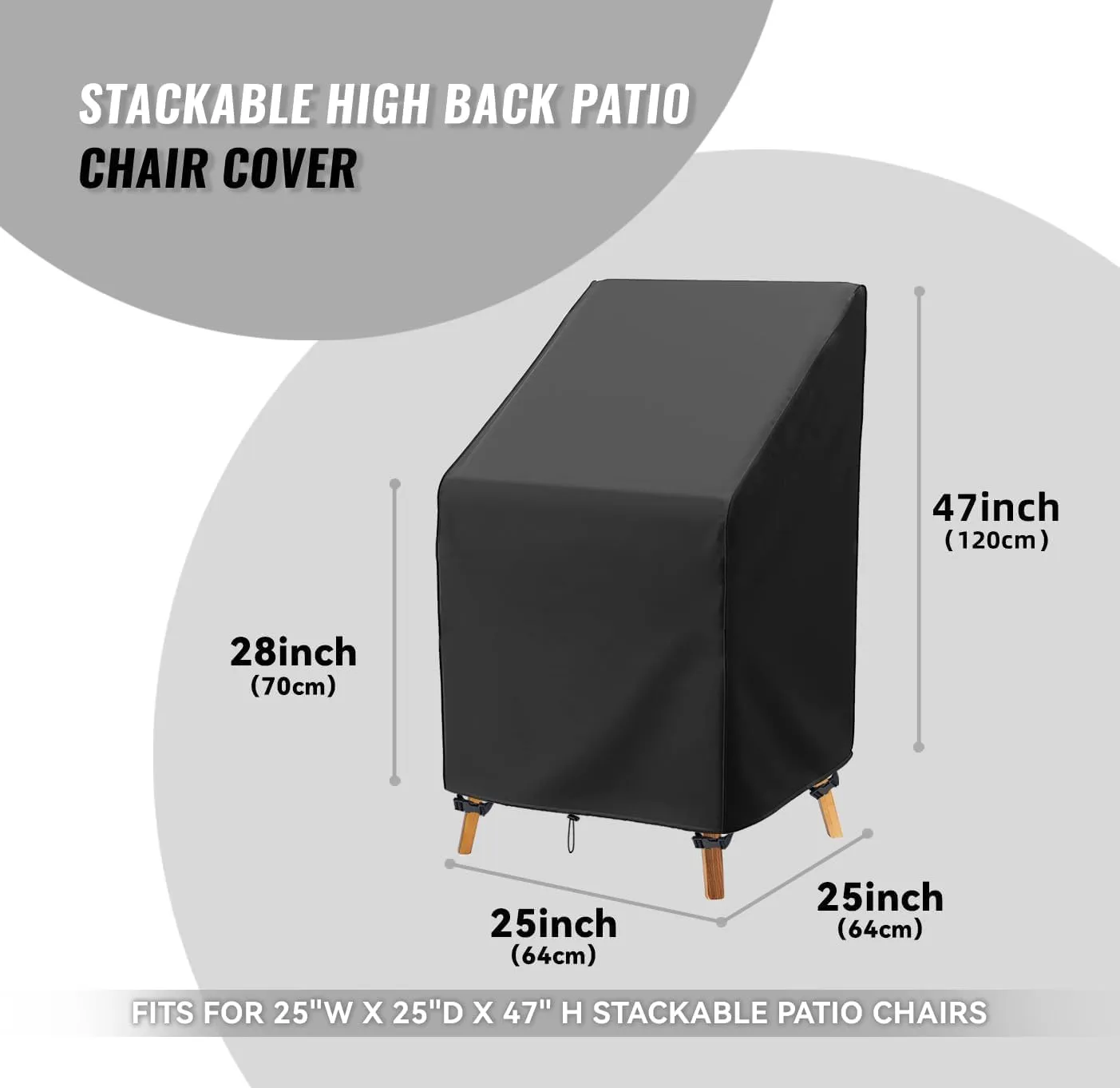 Outdoor Stackable Chair Covers 100% Waterproof High Back Patio Chair Cover Heavy Duty Stack Outdoor Chair Covers Fits for 4-6 Stackable Dining Chairs, 35" W x 35" D x 47" H - 2 Pack