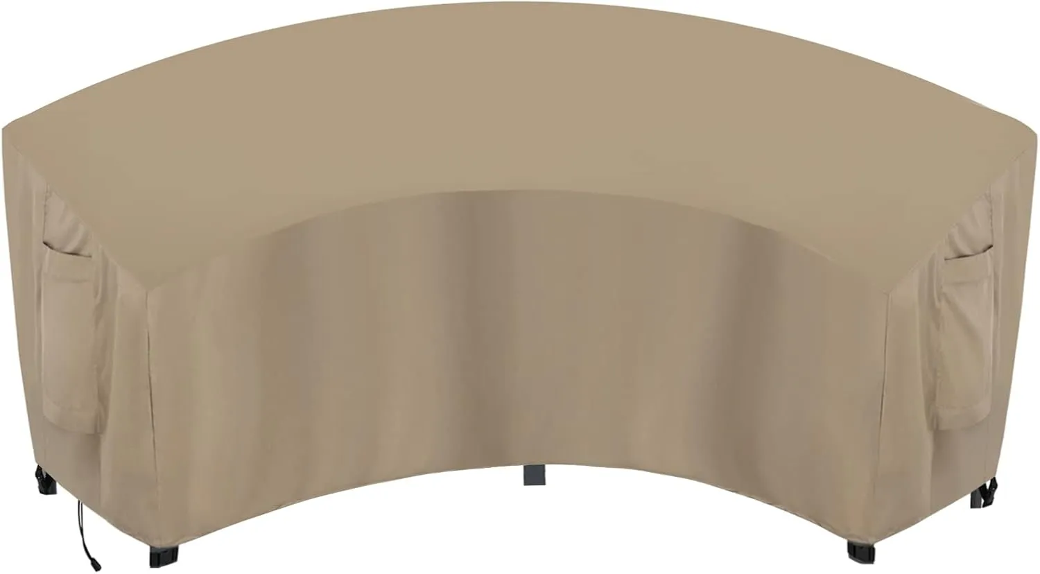 OutdoorLines Waterproof Curved Outdoor Sectional Cover - UV Resistant Windproof Patio Sectional Sofa Covers for Deck, Lawn and Backyard, Heavy Duty Furniture Covers (120Lx36Dx38Hx82FL, Camel)