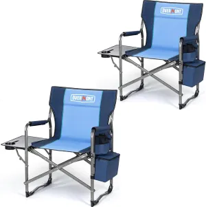 Overmont Oversized Lightweight Camping Chair - Comfortable Heavy Duty Foldable Directors Chairs with Side Table & Cooler Bag for Outside Camp Beach Picnic Lawn and Fishing Supports 400lbs