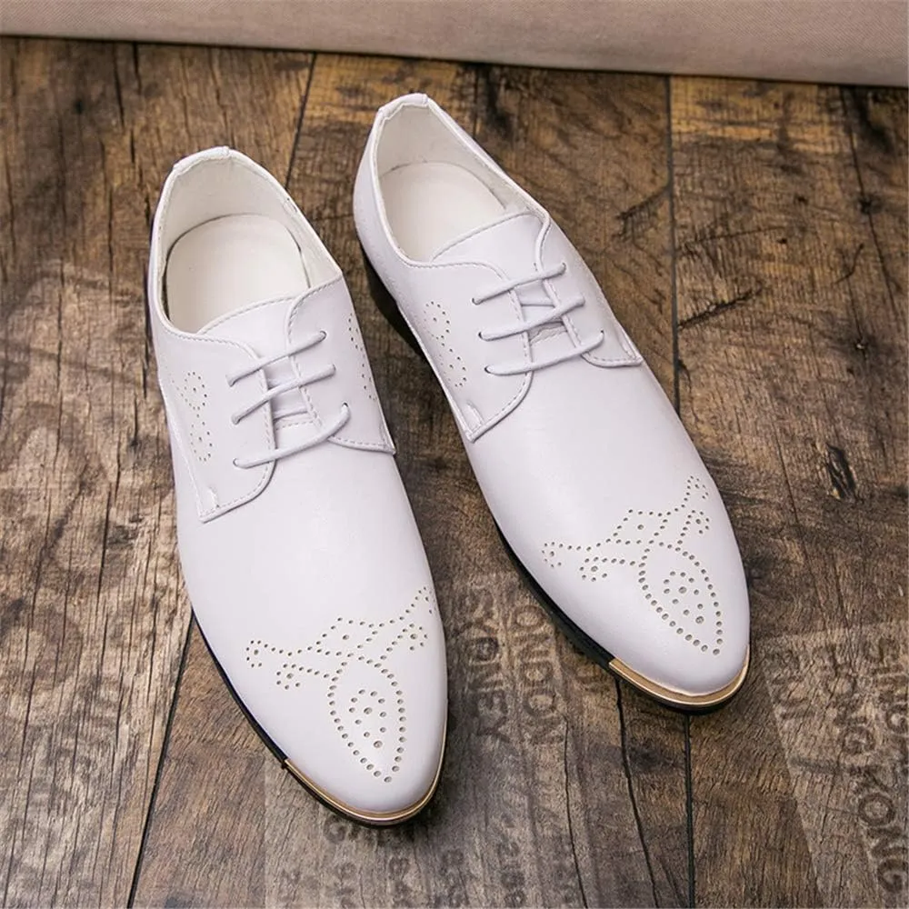 Oxford Shoes for Men Lace Up 3-Eye Synthetic Leather Pointed Toe Derby Shoes Block Heel Slip Resistant Anti-Slip Non Slip Low Top Prom
