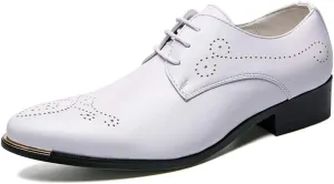 Oxford Shoes for Men Lace Up 3-Eye Synthetic Leather Pointed Toe Derby Shoes Block Heel Slip Resistant Anti-Slip Non Slip Low Top Prom