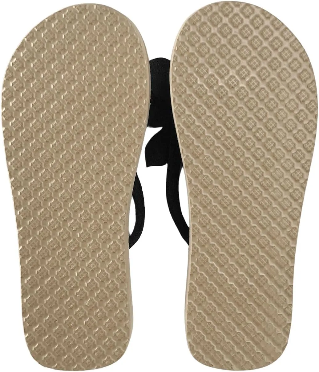 OYOANGLE Women's Applique Decor Open Toe Flip Flop Sandals Casual Outdoor Flat Slippers
