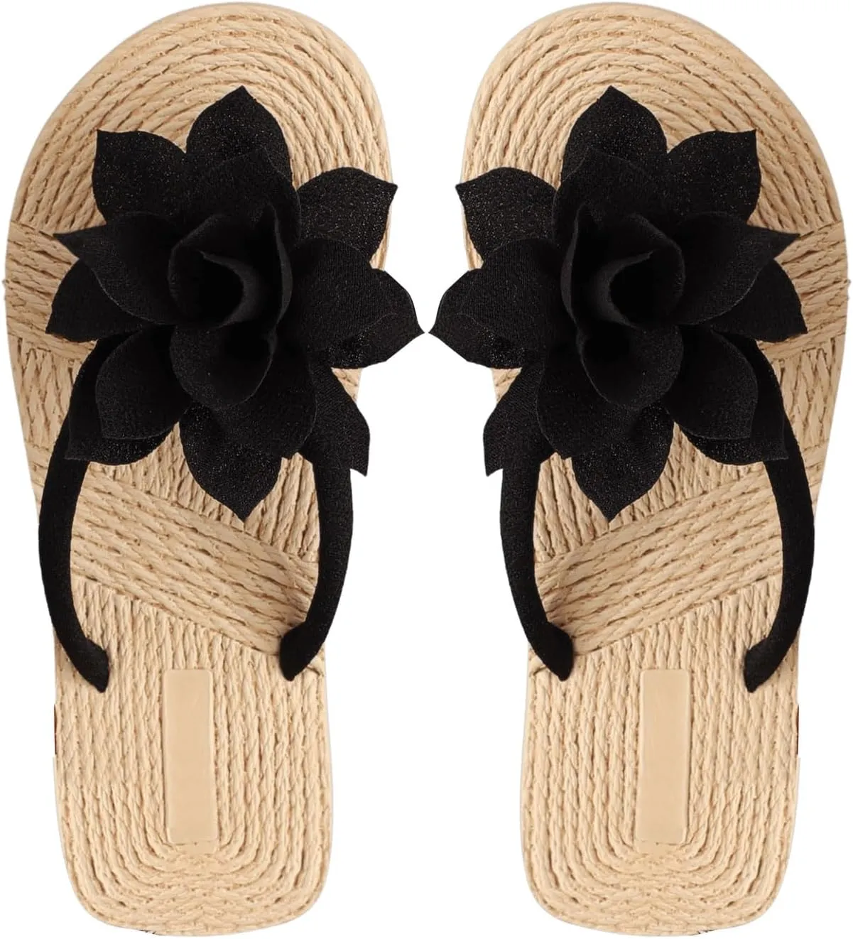OYOANGLE Women's Applique Decor Open Toe Flip Flop Sandals Casual Outdoor Flat Slippers