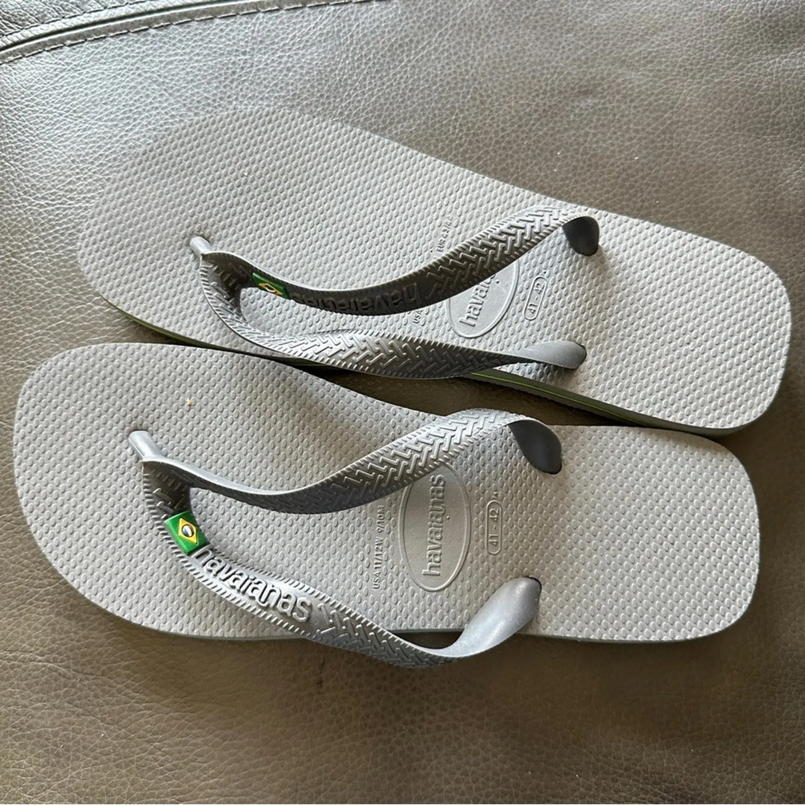 PanacheProse Havaianas Brazil Logo Size US Women’s 11/12,Men’s 9/1M Gray Flip Flop S…