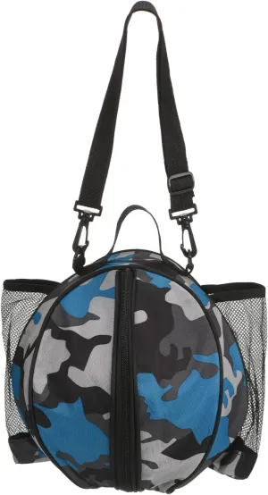 PATIKIL Size 7 29.5" Basketball Bag, Sports Backpack Waterproof Ball Bag Carrier Holder with Adjustable Shoulder Strap, 2 Side Mesh Pockets for Soccer Football Volleyball, Camo Blue