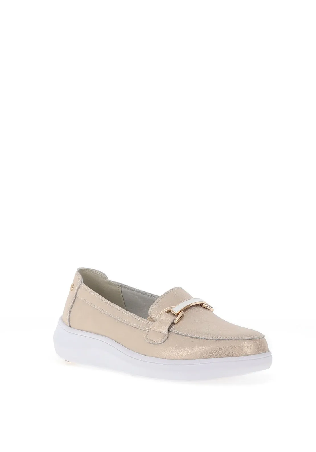 Patrizio Como Vinchio Shimmering Leather Loafer, Pale Gold