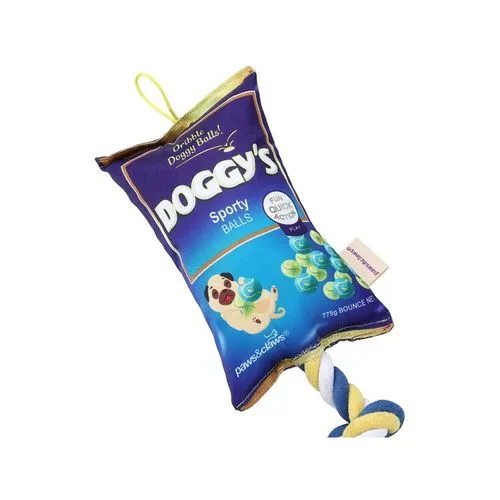 Paws and Claws - Doggy's Balls 25cm Snacks Oxford Tugger w/ Rope - 2PK