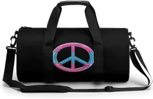 Peace Love Pride Transgender Flag Gym Bag Lightweight Carry On Duffel Bag Athletic Sports Travel Bag Weekender Bag for Men Women