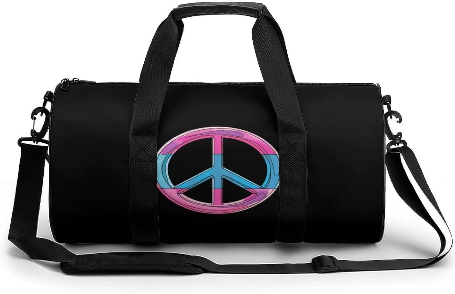 Peace Love Pride Transgender Flag Gym Bag Lightweight Carry On Duffel Bag Athletic Sports Travel Bag Weekender Bag for Men Women