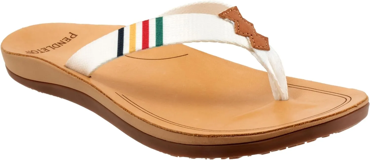 PENDLETON Women's Fire Legend Flip-Flop, Vibrant Fabric Upper, Rubber Sole, Cushioned Leather-Lined Footbed