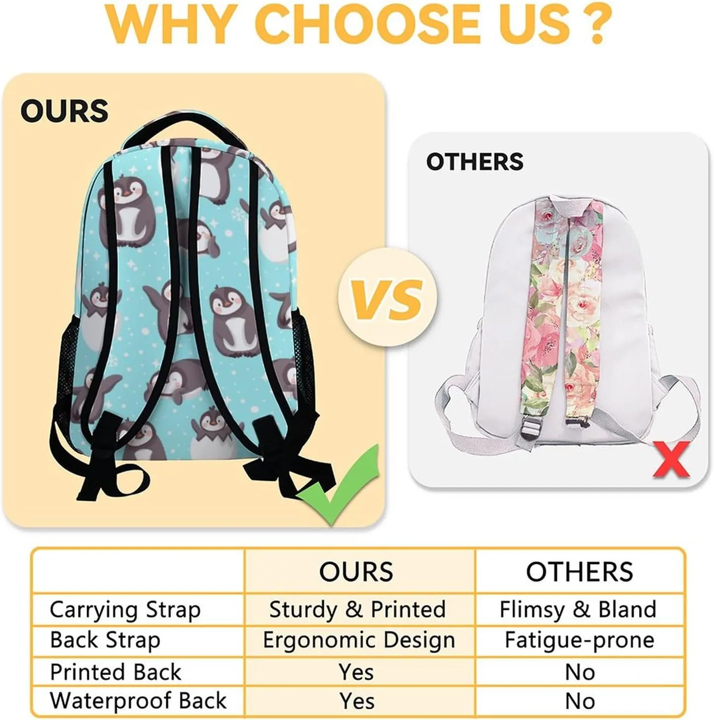 Penguin Backpack with Lunch Box and Pencil Case, 16 Inch Penguin Theme Bookbag with Adjustable Straps, Durable, Lightweight, Large Capacity, School Backpack for Girls Women