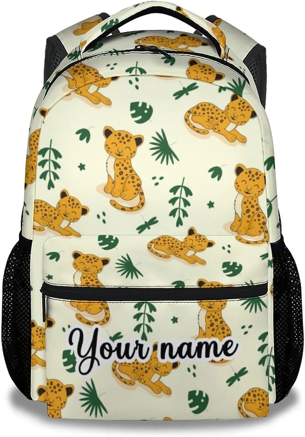 Personalized Cheetah Backpack for Girls Boys, 16 Inch School Bookbag with Adjustable Straps, Travel Bag Durable, Lightweight, Large Capacity