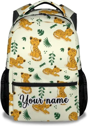 Personalized Cheetah Backpack for Girls Boys, 16 Inch School Bookbag with Adjustable Straps, Travel Bag Durable, Lightweight, Large Capacity
