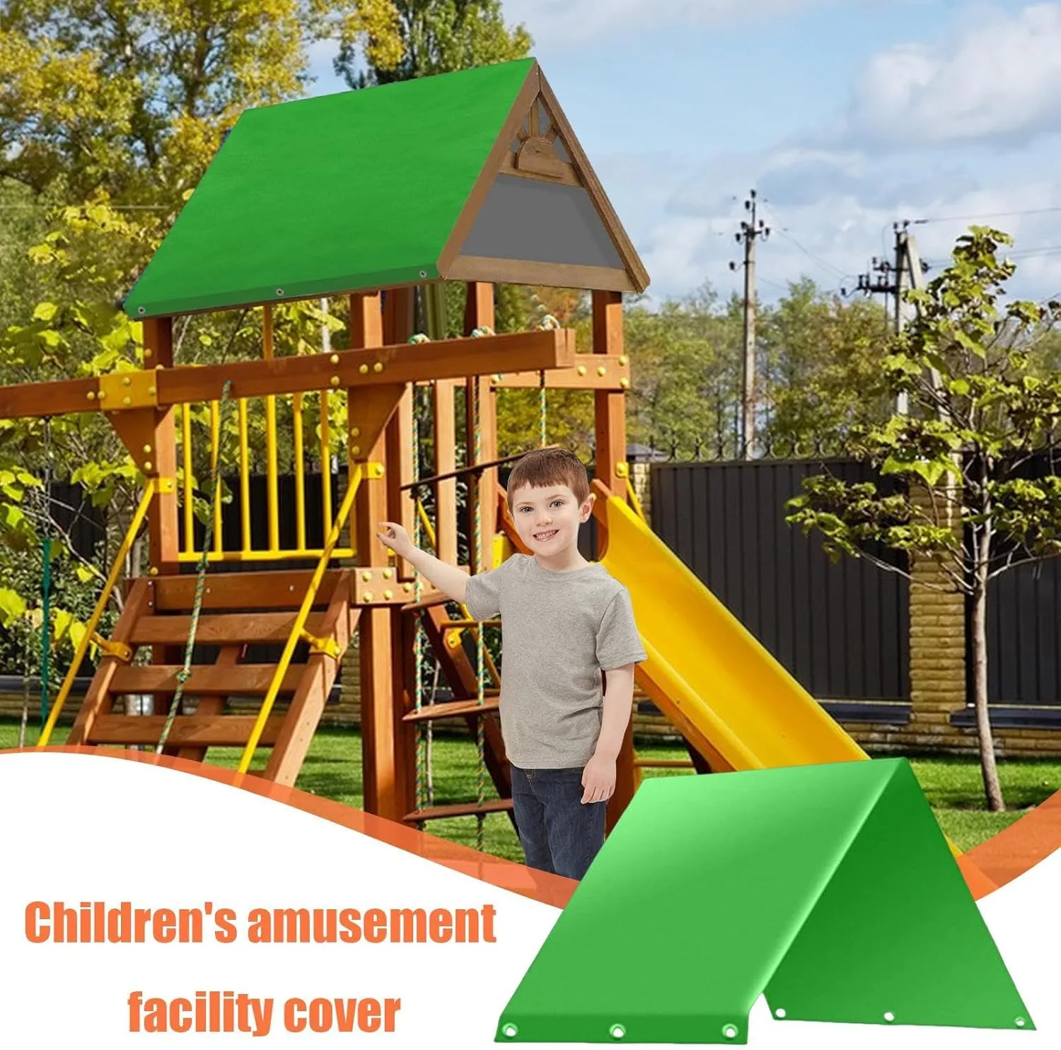playsets Canopy Cover - Water Resistant Play Tent Roof, Uv Blocking Fabric | Outdoor Protective Shade Cover with Rainproof Layer, Portable Shelter for Children's Backyard Play Area Amusement Setup