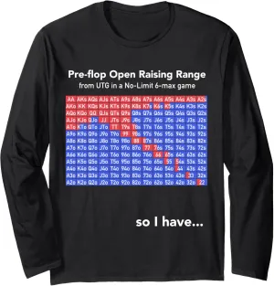 Poker Game UTG Pre-flop Open Raising Range Casino Long Sleeve T-Shirt