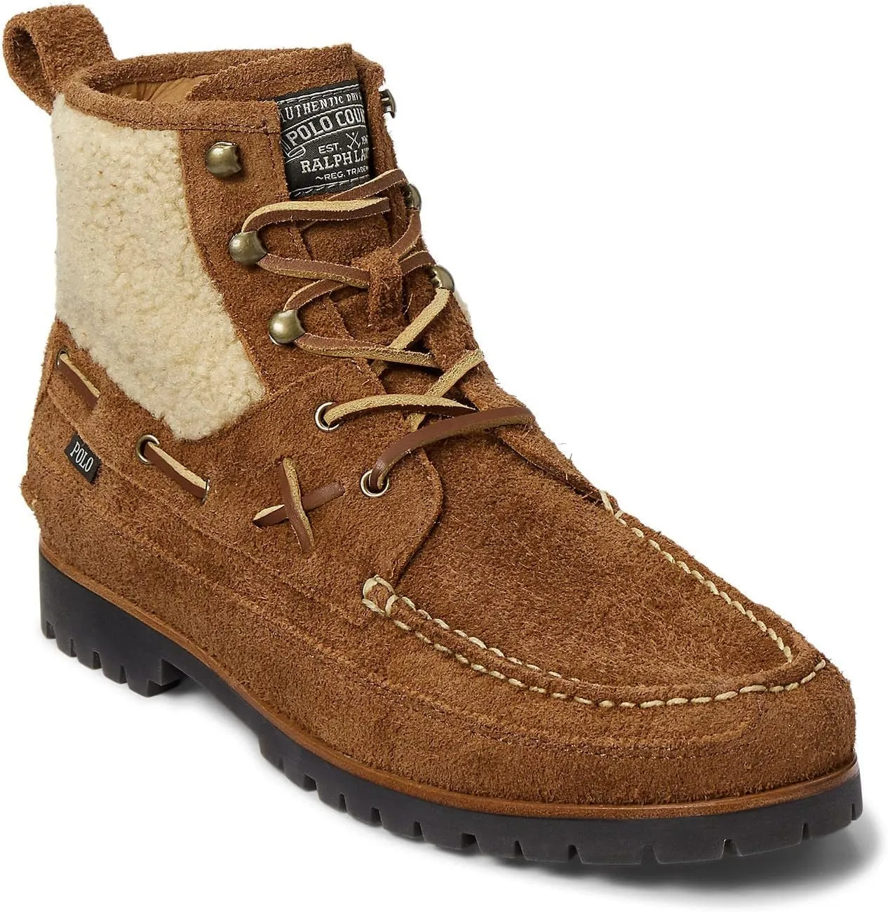 Polo Ralph Lauren Men's Ranger Mid Leather & Oxford Sneaker Boot Fashion