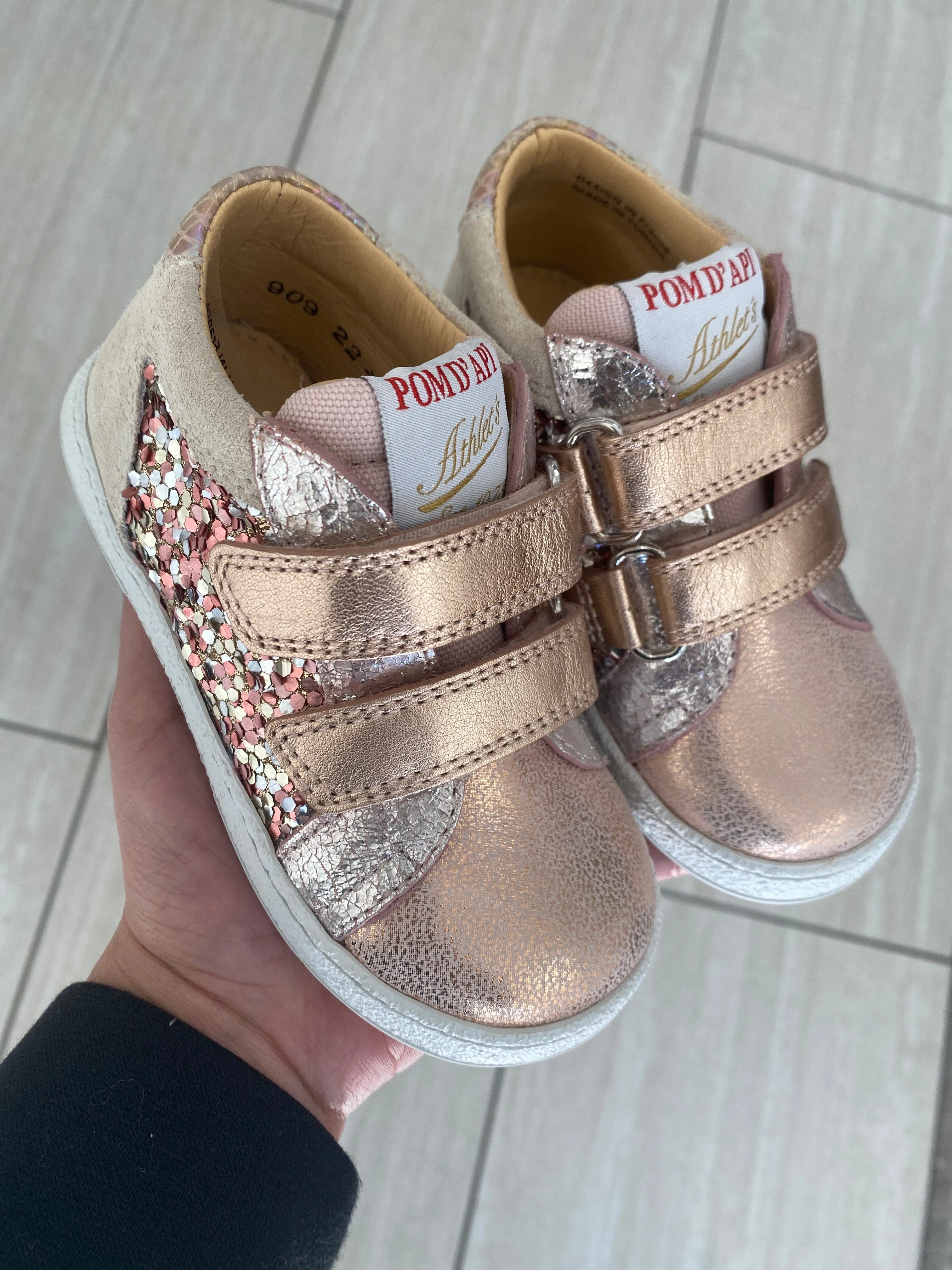 Pom D'Api Pink Glitter Baby sneaker