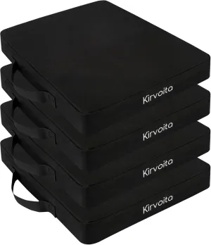 Portable Bleacher Seat Cushions 4 Pack, Waterproof Oxford Fabric Filled with High Density PU Foam (Black)