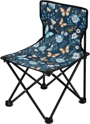 Portable Camping Chairs Flowers Floral Blue Butterfly Lightweight Folding Chair for Camping, Beach, Picnic, Travel and Sports with Carry Bag 20850562