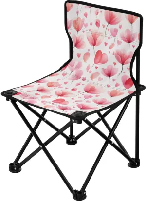 Portable Camping Chairs Valentine's Day Flower Pink Lightweight Folding Chair for Camping, Beach, Picnic, Travel and Sports with Carry Bag 20851106