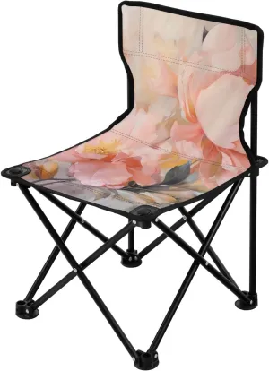 Portable Camping Folding Chairs Foldable Chair Small Pink Peony Lightweight Backpacking Outdoor Outside Fishing