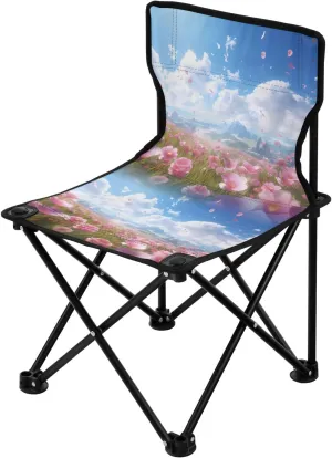 Portable Camping Folding Chairs Foldable Chair Small Wildflower Sunny Day Lightweight Backpacking Outdoor Outside Fishing