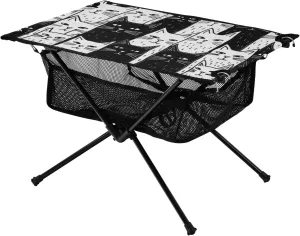 Portable Camping Table Black White Cat Kitten Outdoor Foldable Camp Tables for Outside, Camping, Hiking, Tailgating