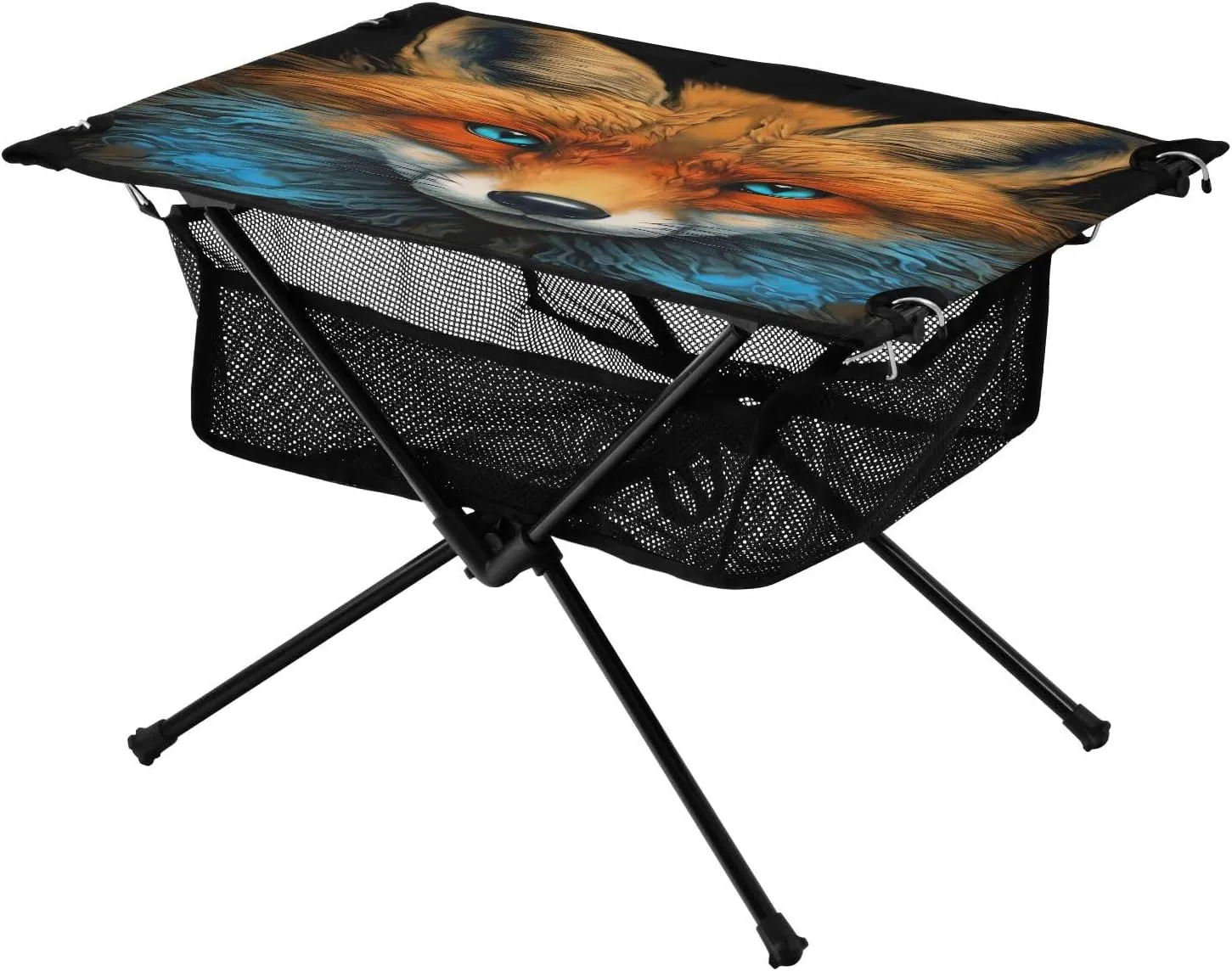 Portable Camping Table Foldable with Mesh Storage Lightweight Compact Camp Tent Side Table for Outside,Camping,Hiking,Tailgating,Fox