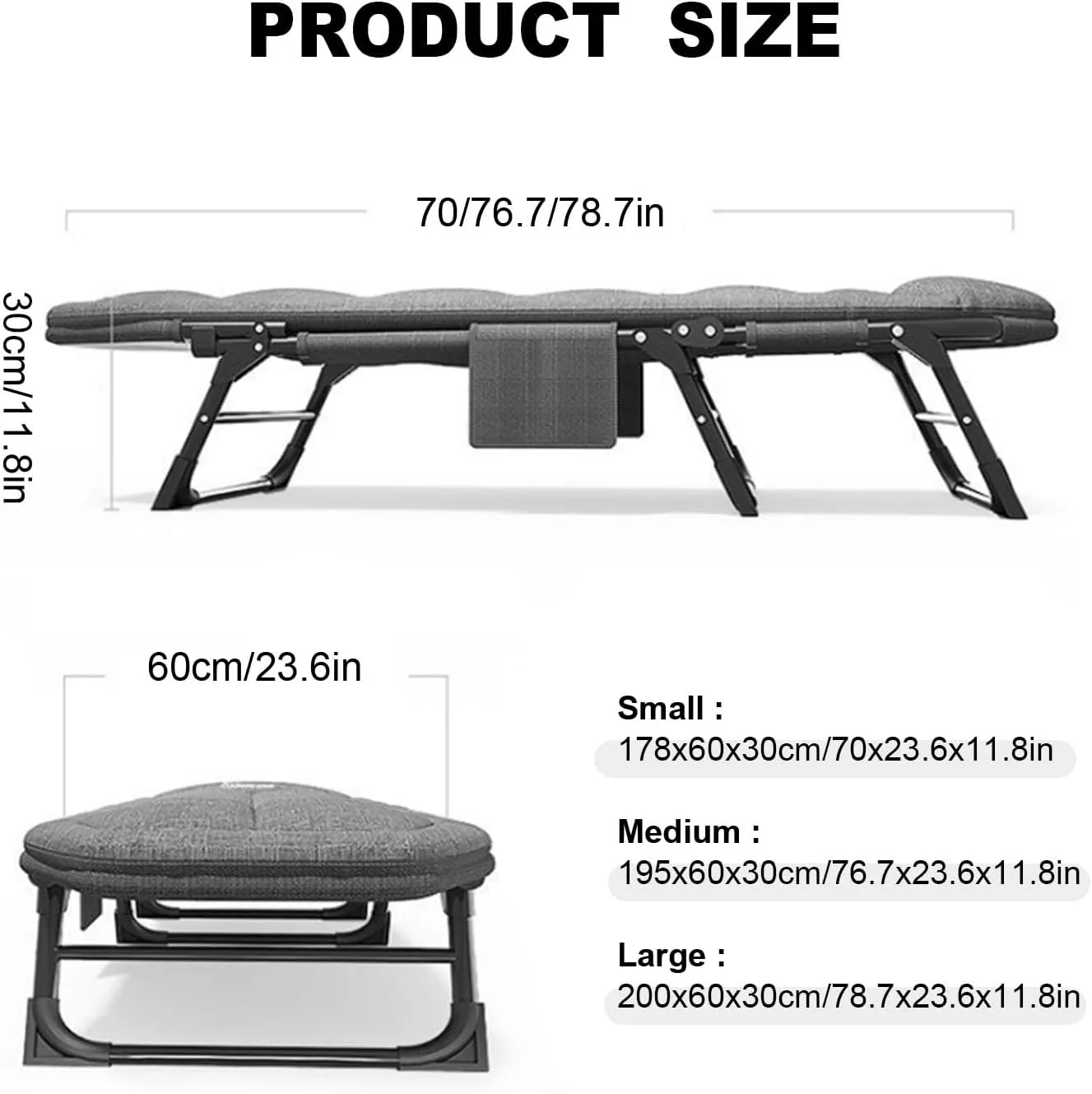 Portable Folding Adult Bed,Camping Cot Portable Camp Bed Cots for Adults, 6-Position Adjustable Folding Cot, Folding Chaise Lounge Chair, Heavy Duty Supports 352 lbs, Perfect for Camping
