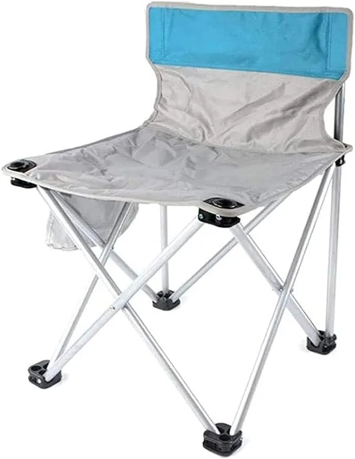 Portable Folding Stool, Lightweight Camping Stool with Side Pocket, Waterproof Oxford Fabric, Compact Outdoor Chair for Fishing Hiking