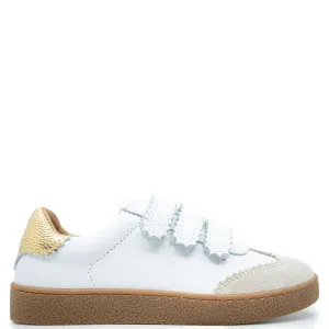Porte White and Gold Scalloped Velcro Sneaker