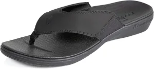 PowerStep Men's Arch Support Orthotic Flip Flop Sandals with Shock Absorbing Sole, Lightweight Non-Slip Tread, Black, 10