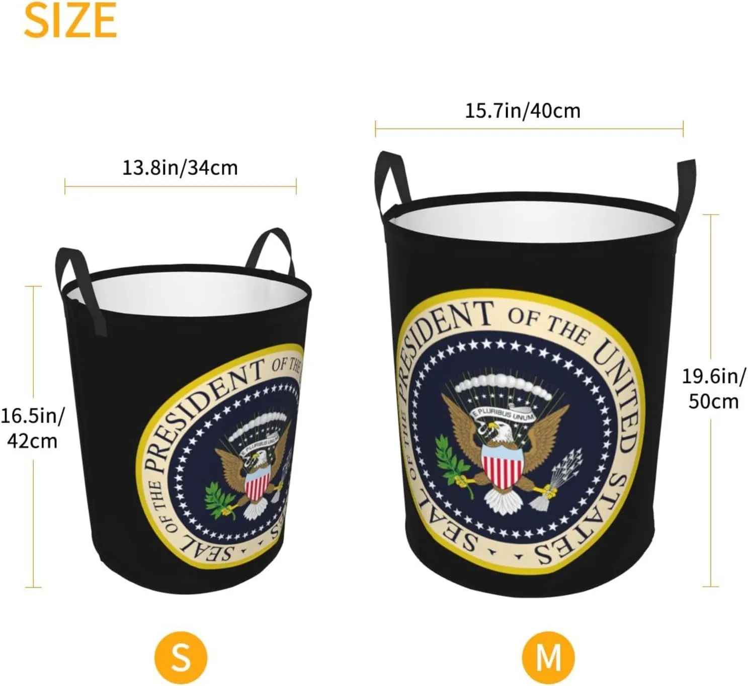 Presidential Seal United States Laundry basket dirty clothes storage basket with handles Medium