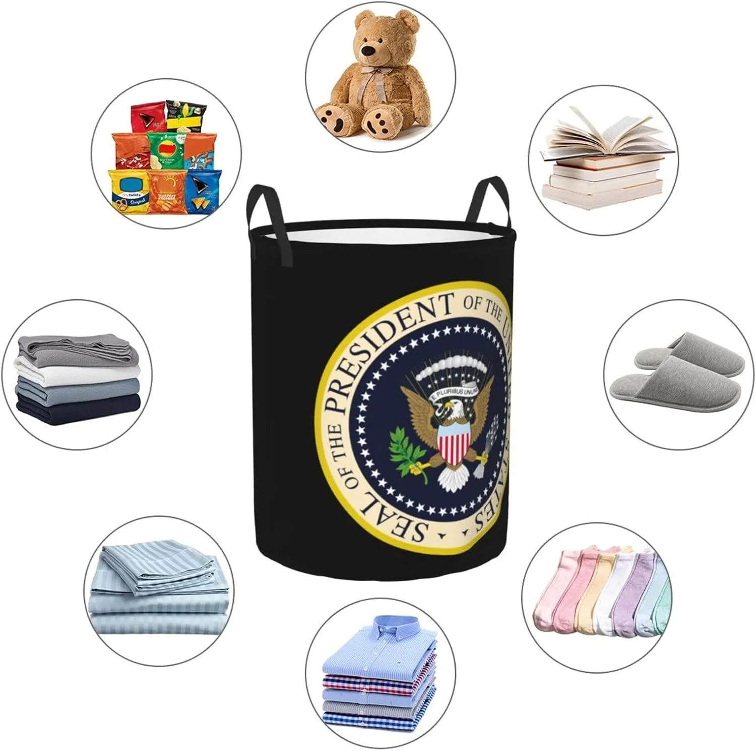 Presidential Seal United States Laundry basket dirty clothes storage basket with handles Medium
