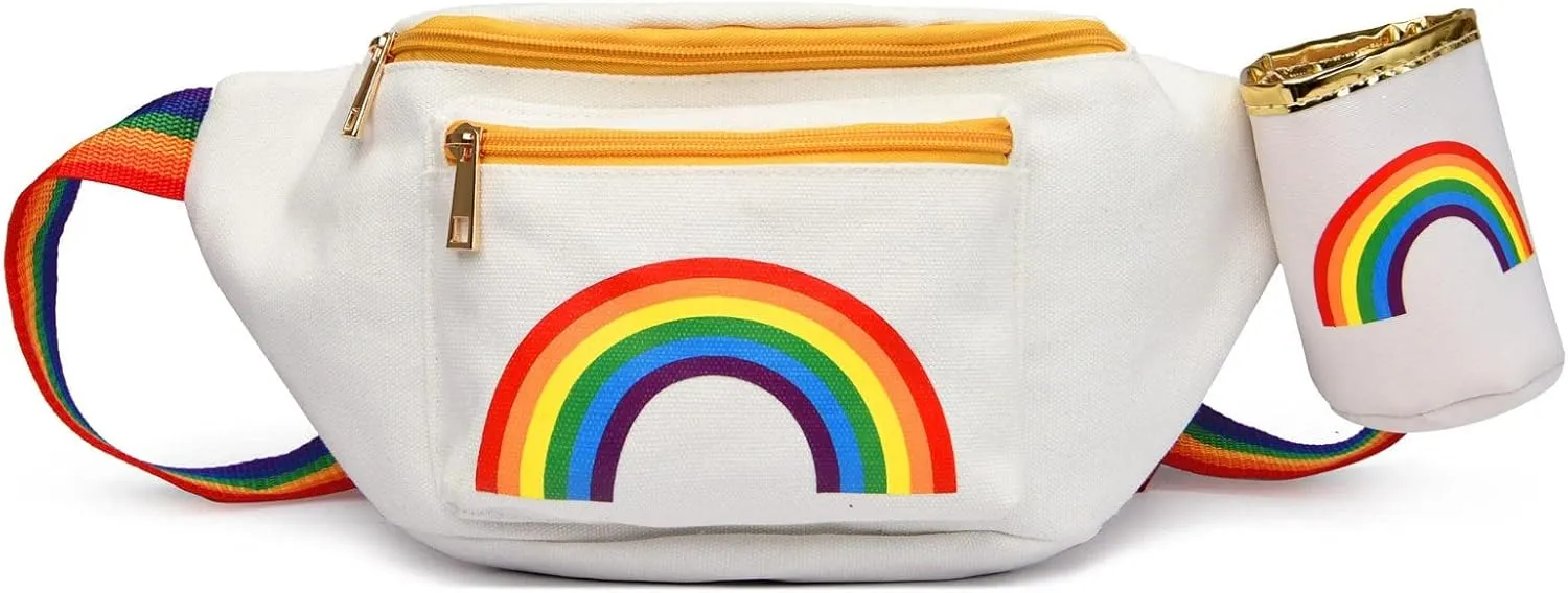 Pride Fanny Pack - XL - Durable Canvas - Wear Your Pride Around Your Waist - Rainbow Waist Pack - Rainbow Fanny Pack