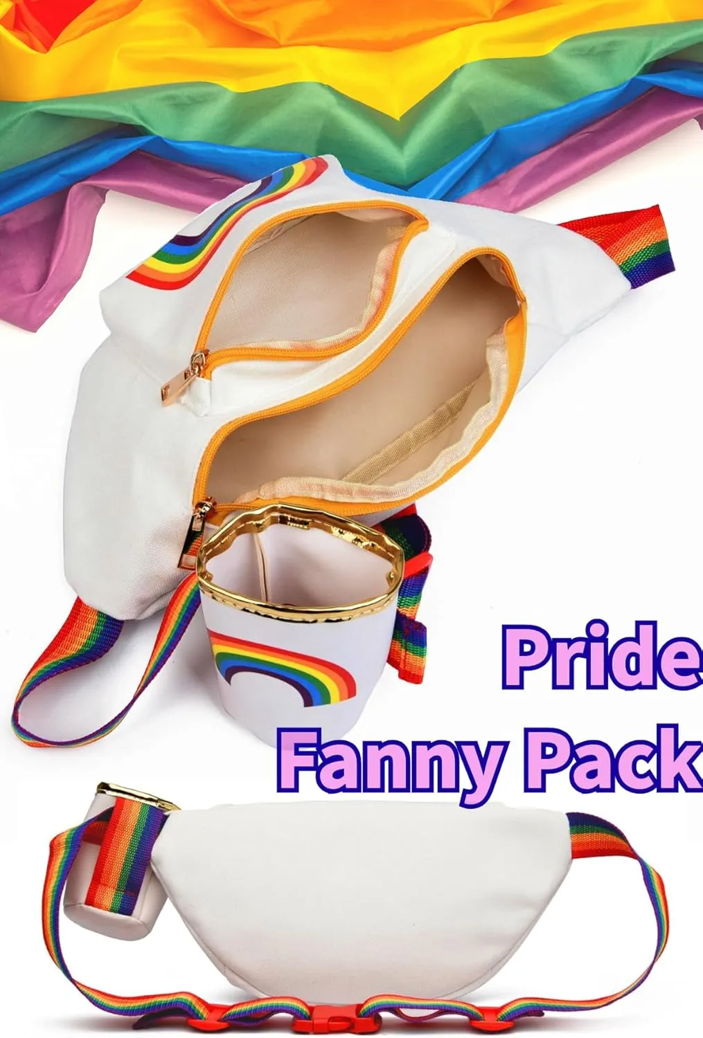 Pride Fanny Pack - XL - Durable Canvas - Wear Your Pride Around Your Waist - Rainbow Waist Pack - Rainbow Fanny Pack