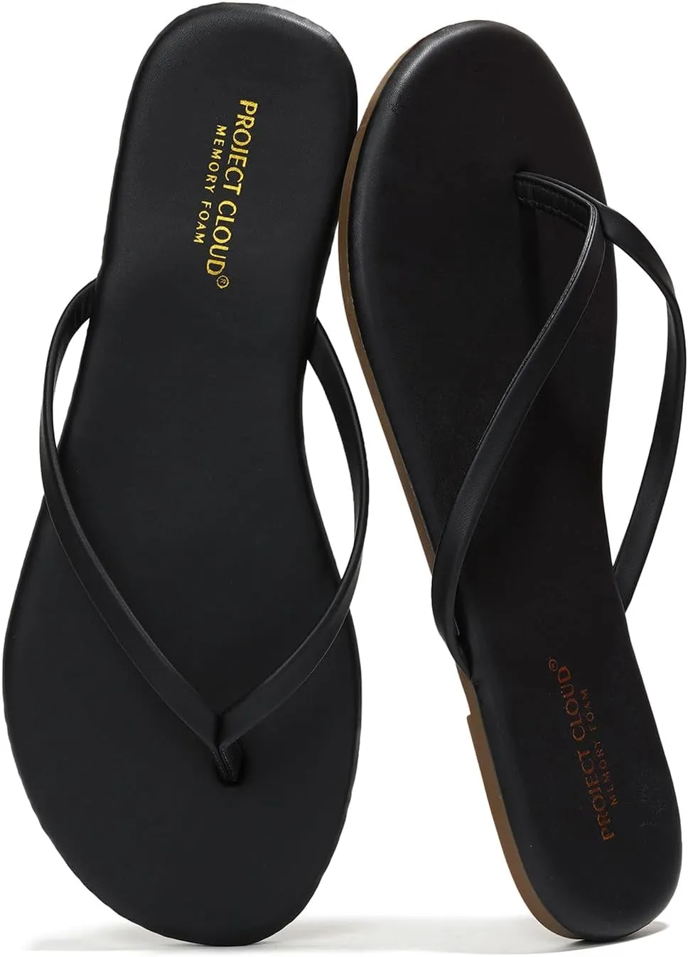 Project Cloud Flip Flops for Women - Memory Foam Flats Summer Sandals for Women 2025 - Vegan Leather Lightweight Womens Sandals Summer Beach Essentials Slides (Foundations)