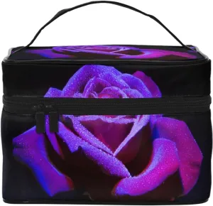 Purple Rose Water Drops Women Travel Cosmetic Bags Large Makeup Bags Toiletry Organizer Case