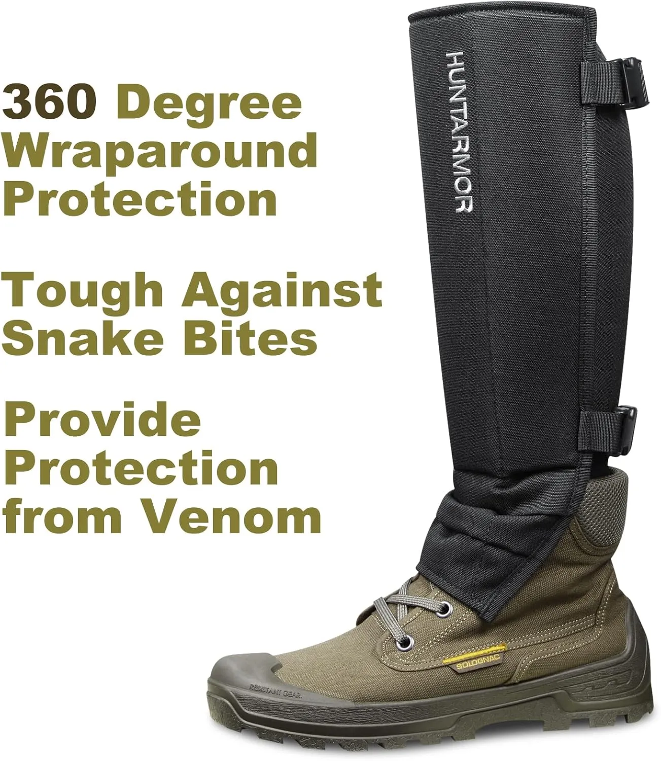 QOGIR Snake Gaiters 3 Pack: Durable Snake Guards for Hunting, Snake Gaiter Leggings for Men & Women, Snake Bite Protection for Lower Legs, Snake Proof Gaiters