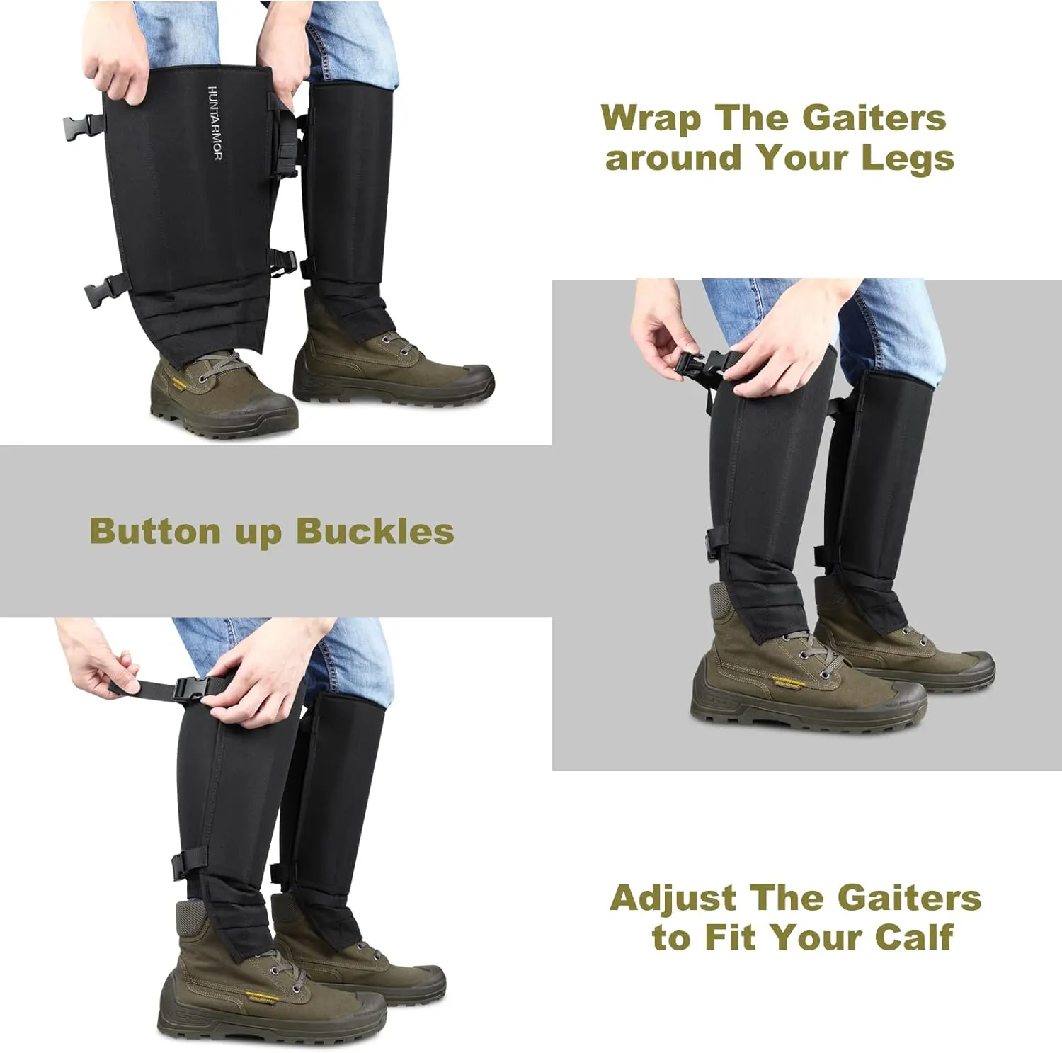 QOGIR Snake Gaiters 3 Pack: Durable Snake Guards for Hunting, Snake Gaiter Leggings for Men & Women, Snake Bite Protection for Lower Legs, Snake Proof Gaiters