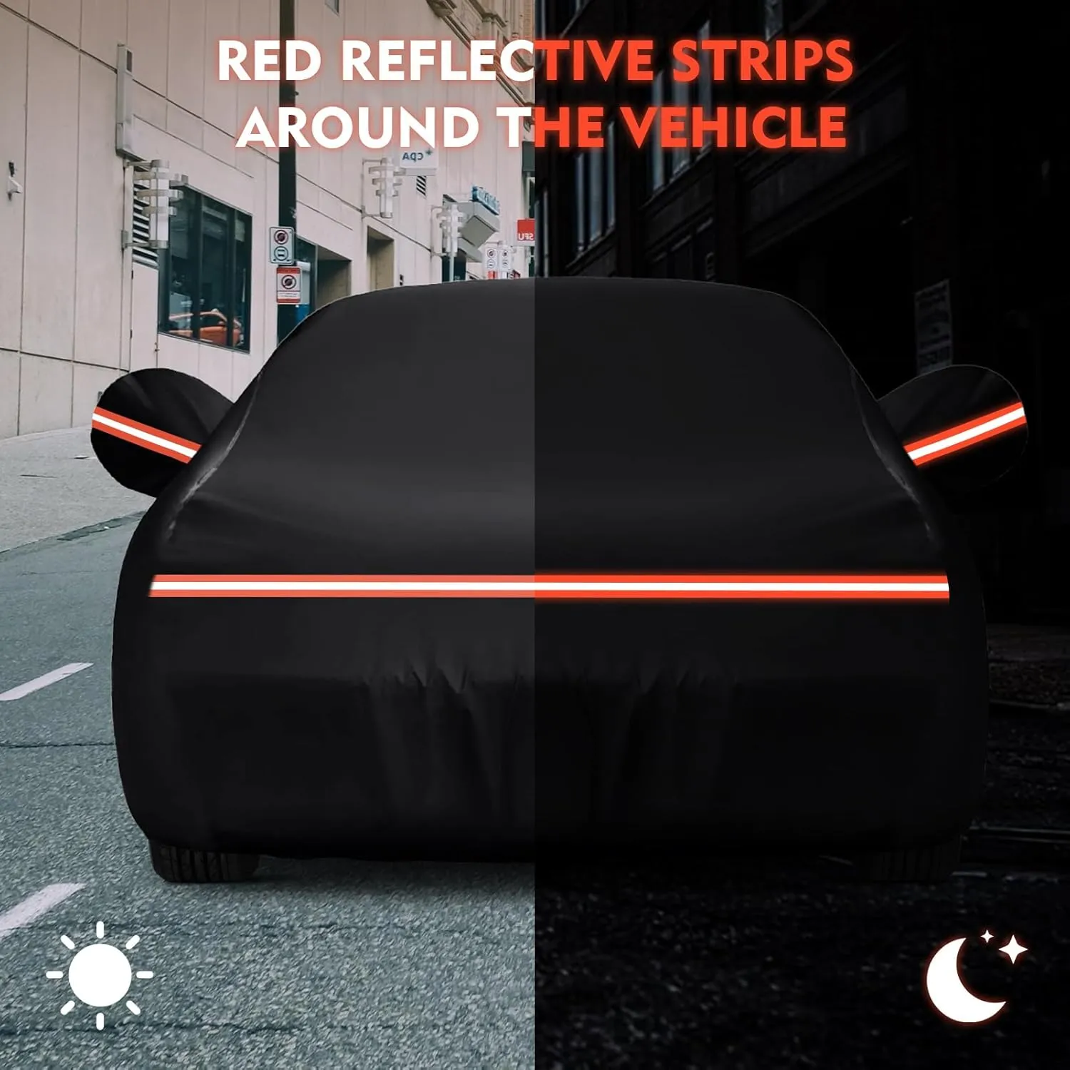 QUNSUNUS 6 Layer Car Cover for Dodge Challenger 2008-2023 Waterproof All Weather Windproof for Dodge Car Cover Hail Protection with Zipper