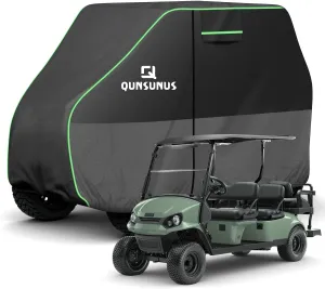 QUNSUNUS Waterproof Golf Cart Cover 2/4/4 2 Passenger for Yamaha, Honda, Club Car, EZGO, All Weather Golf Cart Rain Covers with Zipper and Straps for Wind, Sun and Dust Protection