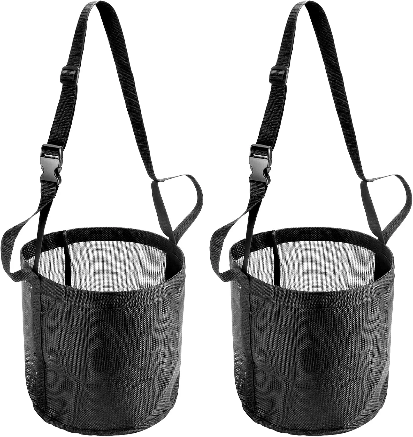QWORK 2 Pack Horse Feed Bag for Grain - Durable Mesh Grain Feeder with Adjustable Strap, Comfortable Neck and Nose Pad Horse Muzzle Feed Bag, for Feeding Grain, Powder, Supplements