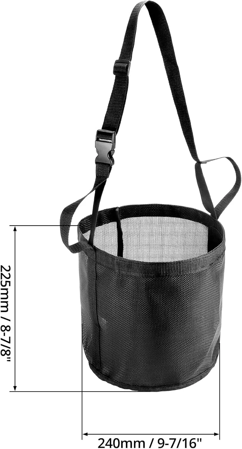 QWORK 2 Pack Horse Feed Bag for Grain - Durable Mesh Grain Feeder with Adjustable Strap, Comfortable Neck and Nose Pad Horse Muzzle Feed Bag, for Feeding Grain, Powder, Supplements