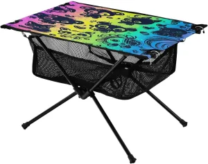Rainbow Cartoon Animals Portable Folding Camping Table, Compact Lightweight Beach Table with Carrying Bag for Outdoor Picnics, BBQs, Camp