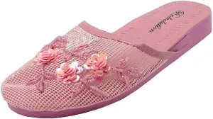 REDVOLUTION Women's Chinese Mesh Slipper Floral Flip Flop Sandals | 1313
